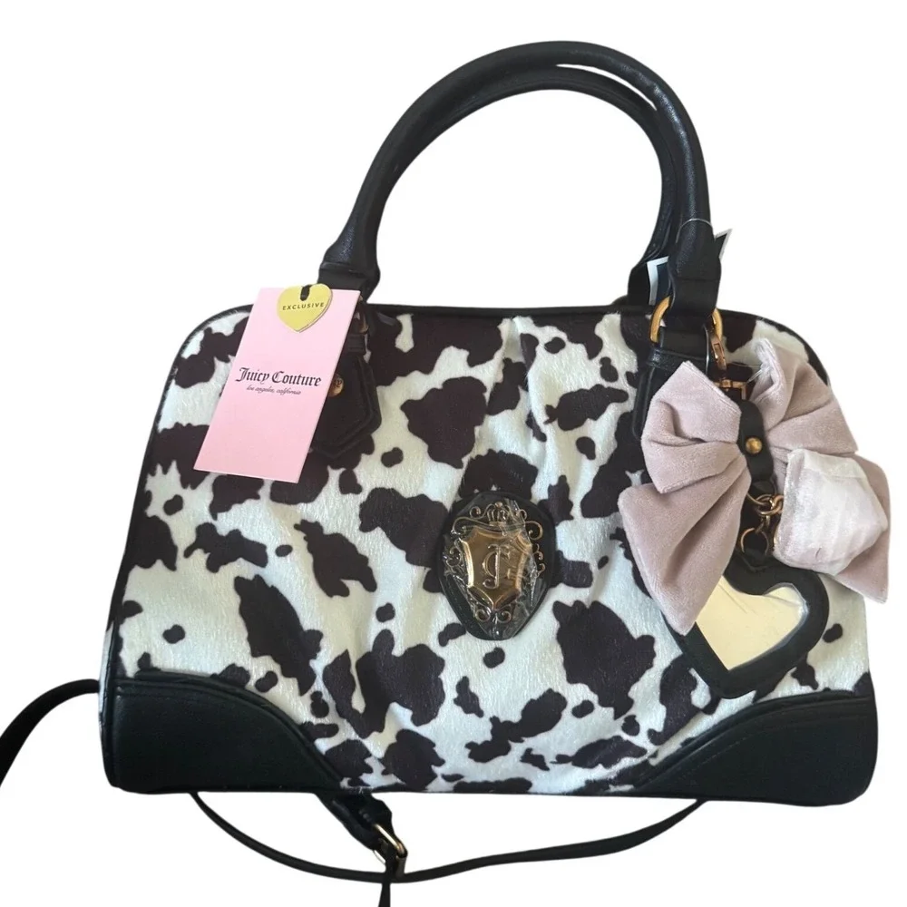 Juicy Cow Western Chic‎   Shoulder Bag Crossbody Strap Charm Bag Bow Heart NWT